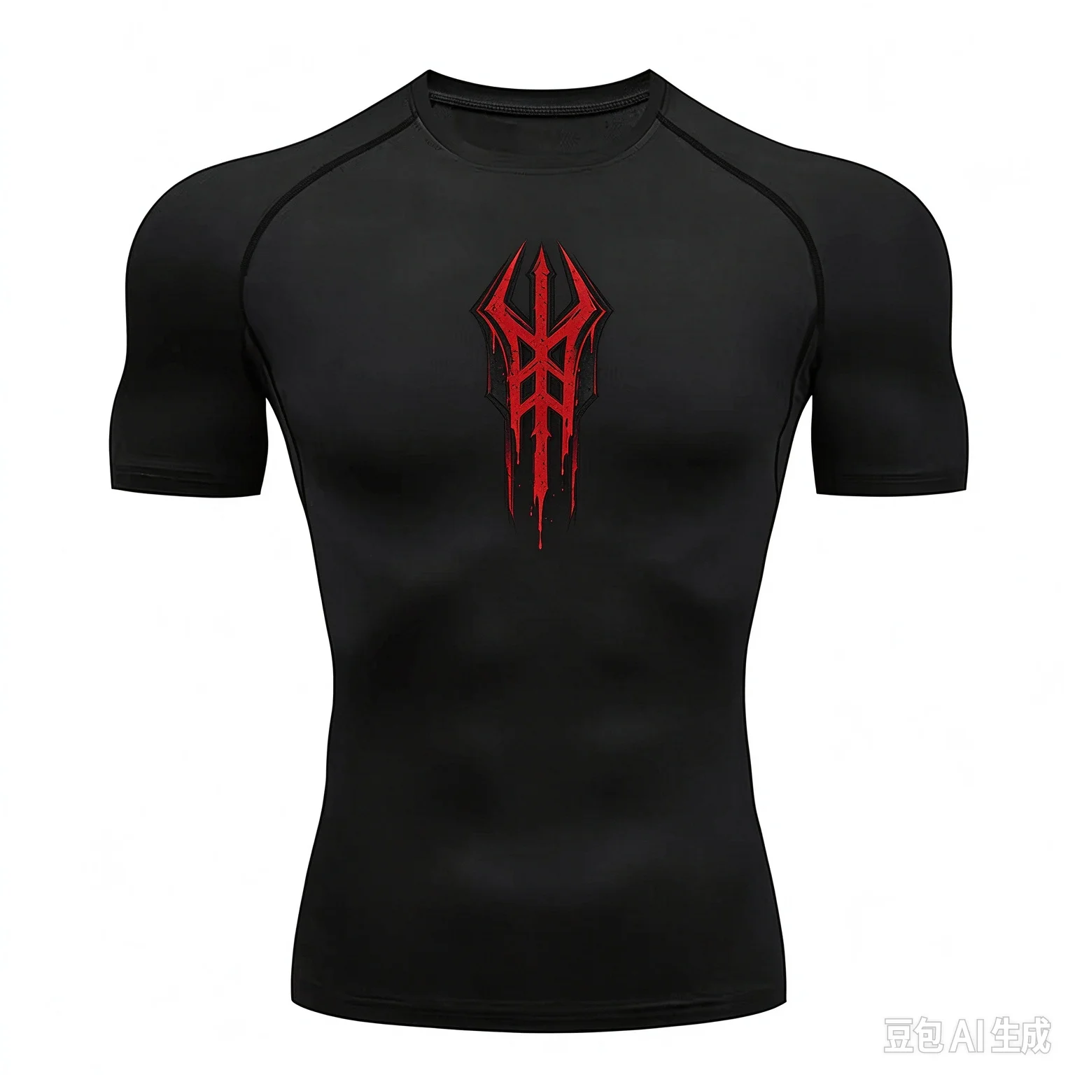Men's printed tight fitting shirt summer short sleeved minimalist pattern gym exercise T-shirt sports quick drying base top