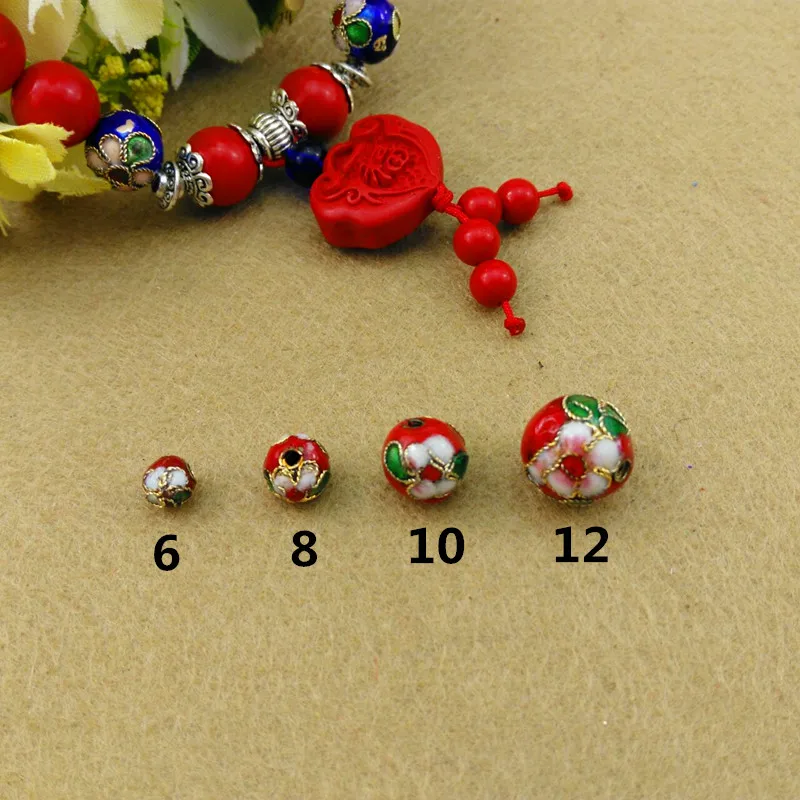 50Pcs Multicolor Cloisonne Filigree Enamel Loose Beads 6-12mm DIY Jewelry Making Earrings Necklace Bracelet Accessories