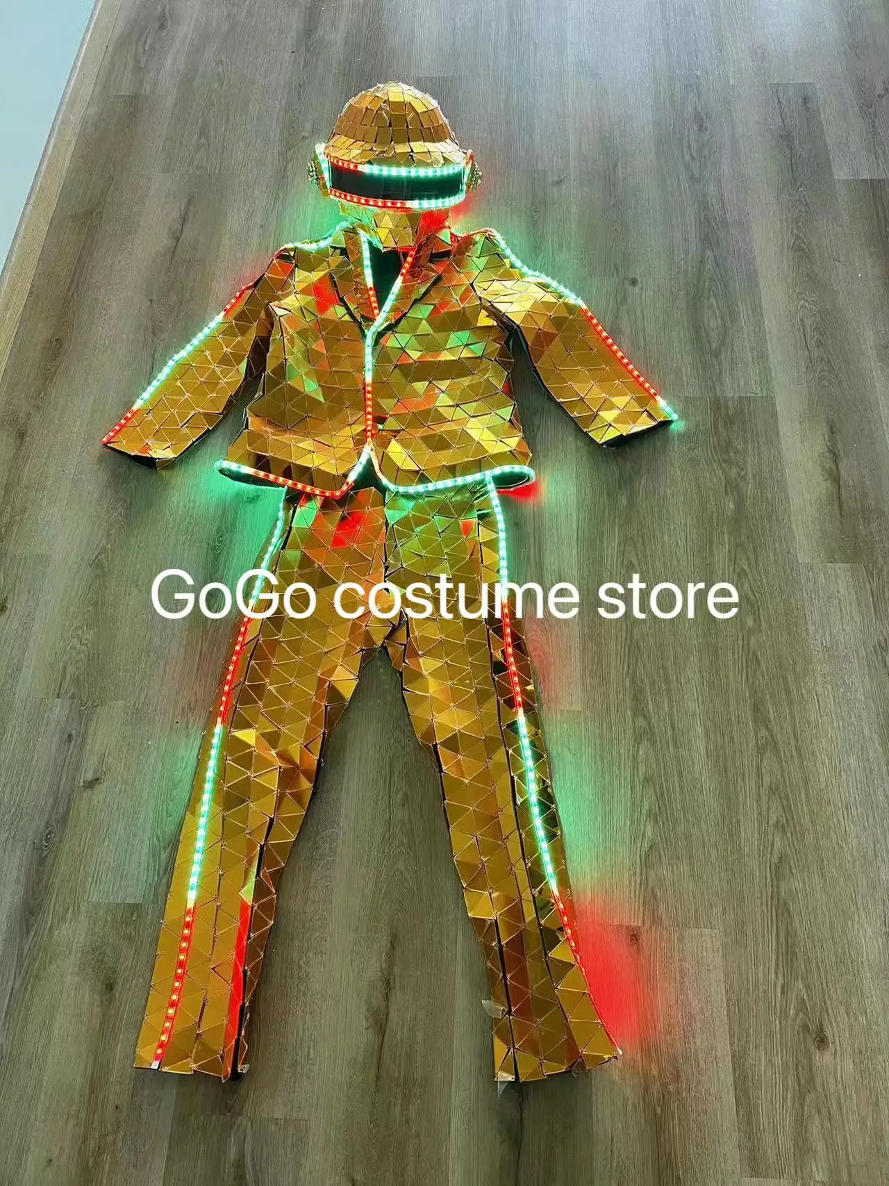 Hot Sale Party Costumes adults Women men Cosplay Silver Mirror Costume Real Led Robot Stilt Walker Costume