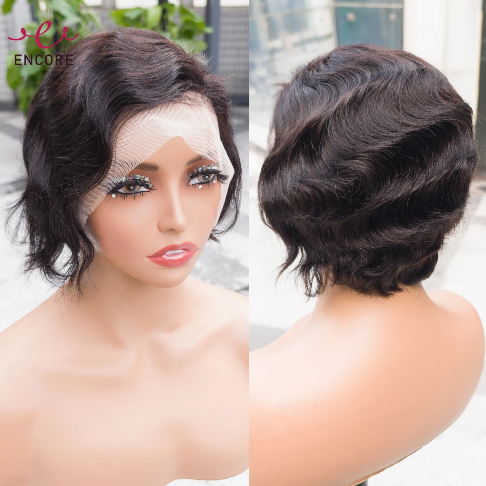 

HD 13x4 Кружева спереди Короткие волнистые парики на палец Вьющиеся черные милые волшебные парики Африканские черные парики для женщин Мама парик Короткие парики с стрижкой пикси