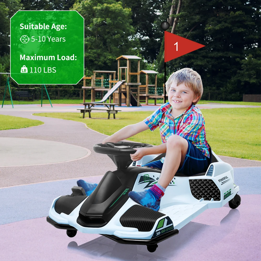 12V Kids Ride on Drift Car for Kids, 7ah 45W Motor Electric Drifting Go-Kart Up to 5 mph Variable Speed, Built-in Music