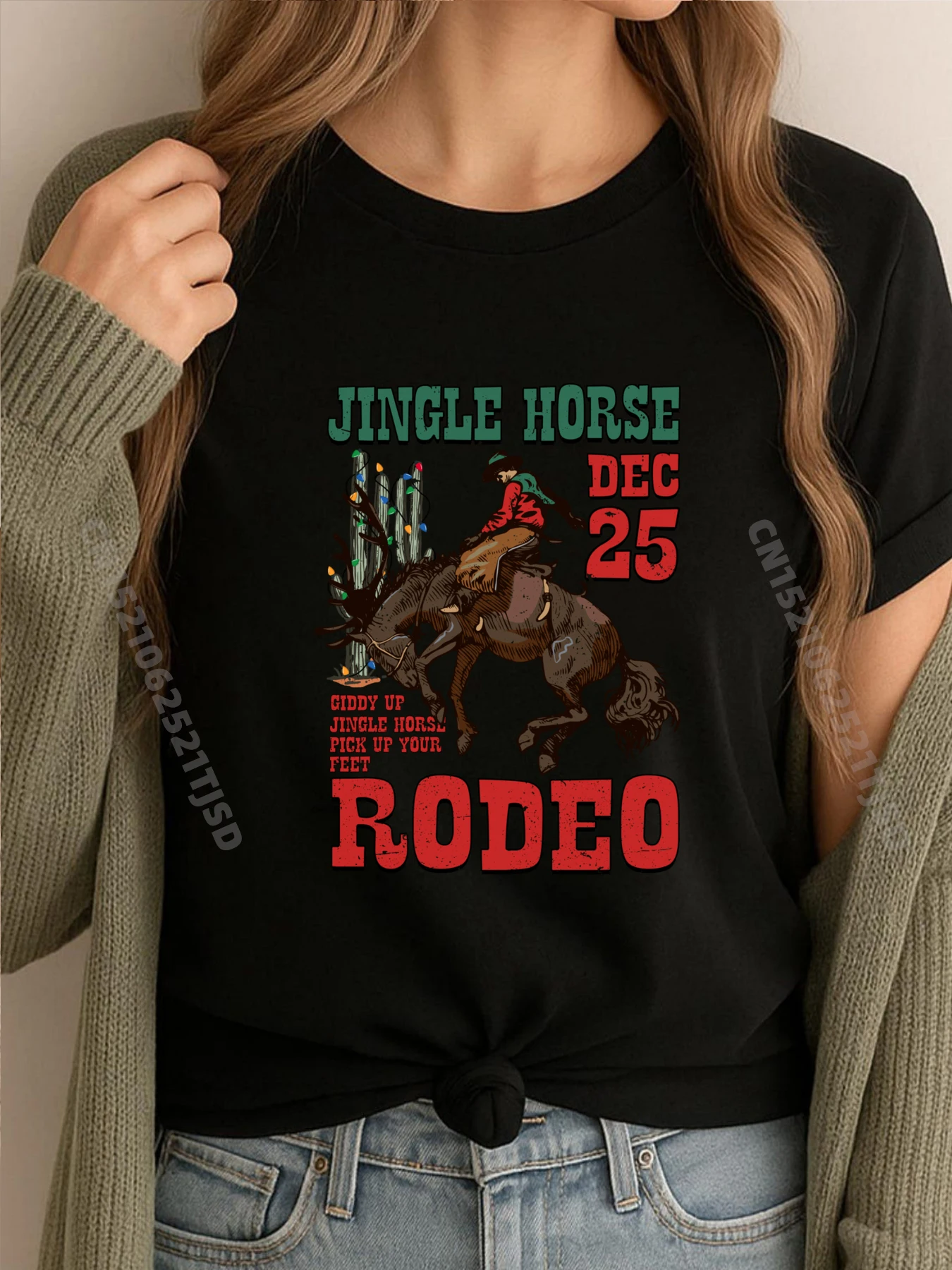 

Ковбойские рождественские рубашки Giddy Up Jingle Horse Pick Up Your Feet, женские осенние мужские хлопковые футболки, роскошные