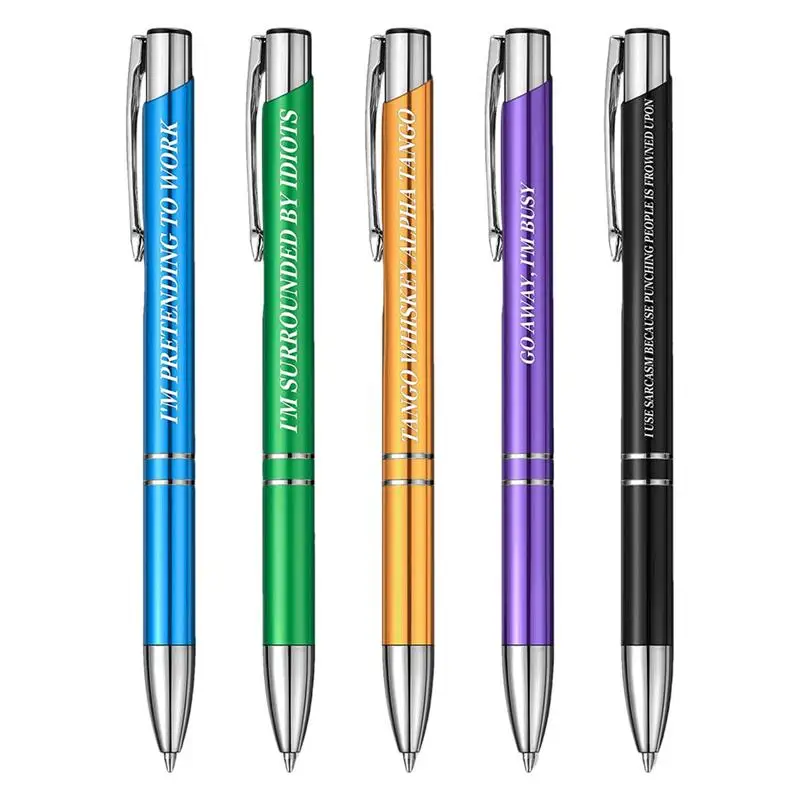 Pen Ballpoint Smooth Writing 5 Pieces Rollerball Pens Fast Drying Multi-Purpose Retractable Ballpoint Pens For Study Writing