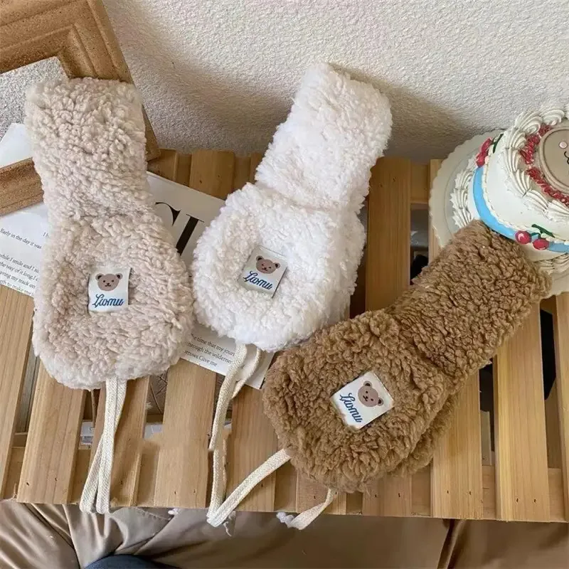 موضة بلون إيرفلاب في الهواء الطلق حماية الباردة غطاء للأذن لينة أفخم الأذن دفئا الشتاء لطيف الدب أفخم غطاء للأذنين النساء الفتيات #4