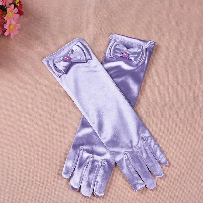 Thin Elastic Children\'s Day Professional Dance Gloves Long Lace Bow Tie Accessories Gloves Girls Princess Gloves Kids Gift G195
