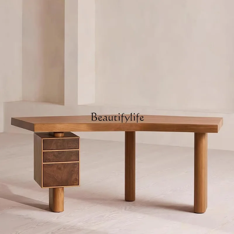 

Black walnut shaped desk writing desk ash wood study computer desk workbench