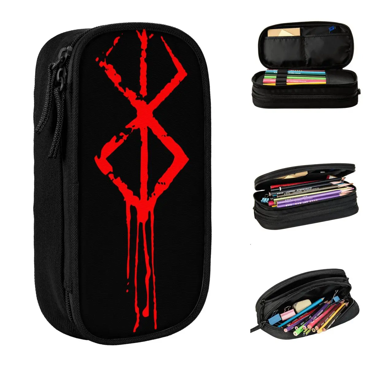 berserk marca de sacrificio lapis case grande caixa de lapis caneta para estudante bolsa de armazenamento material escolar papelaria zipper 01