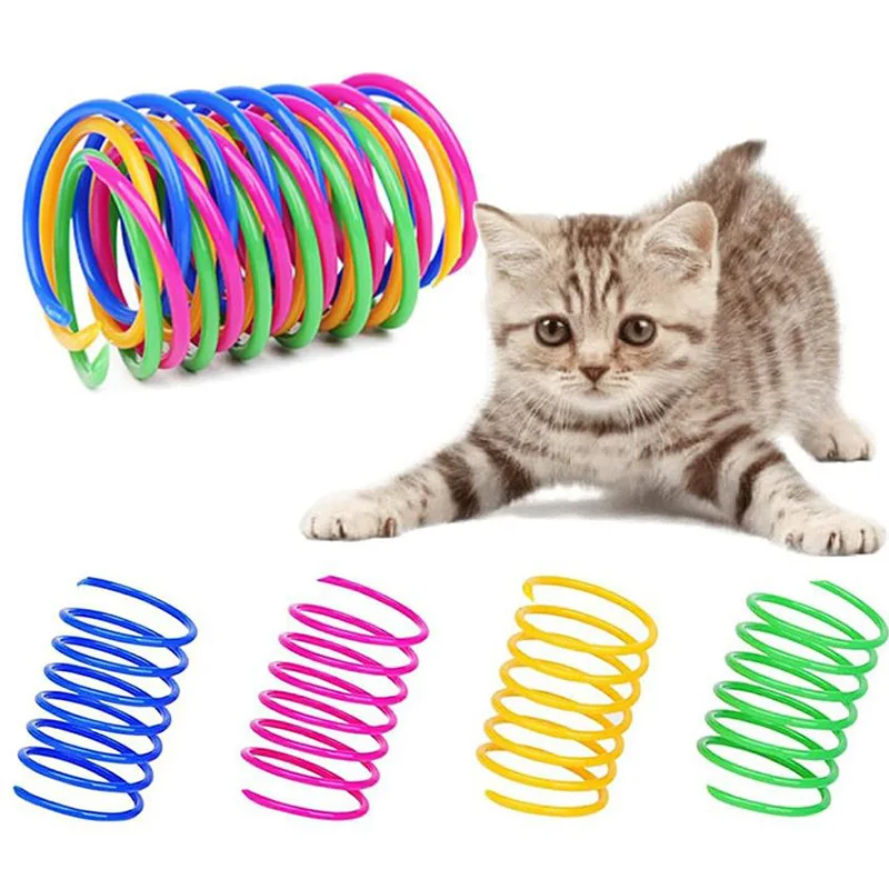 New Pet Toy 4pcs Cat Spiral Coil Cat Spring Cat Toy Interactive Colorful Spring Cat Pet Toy Supplies