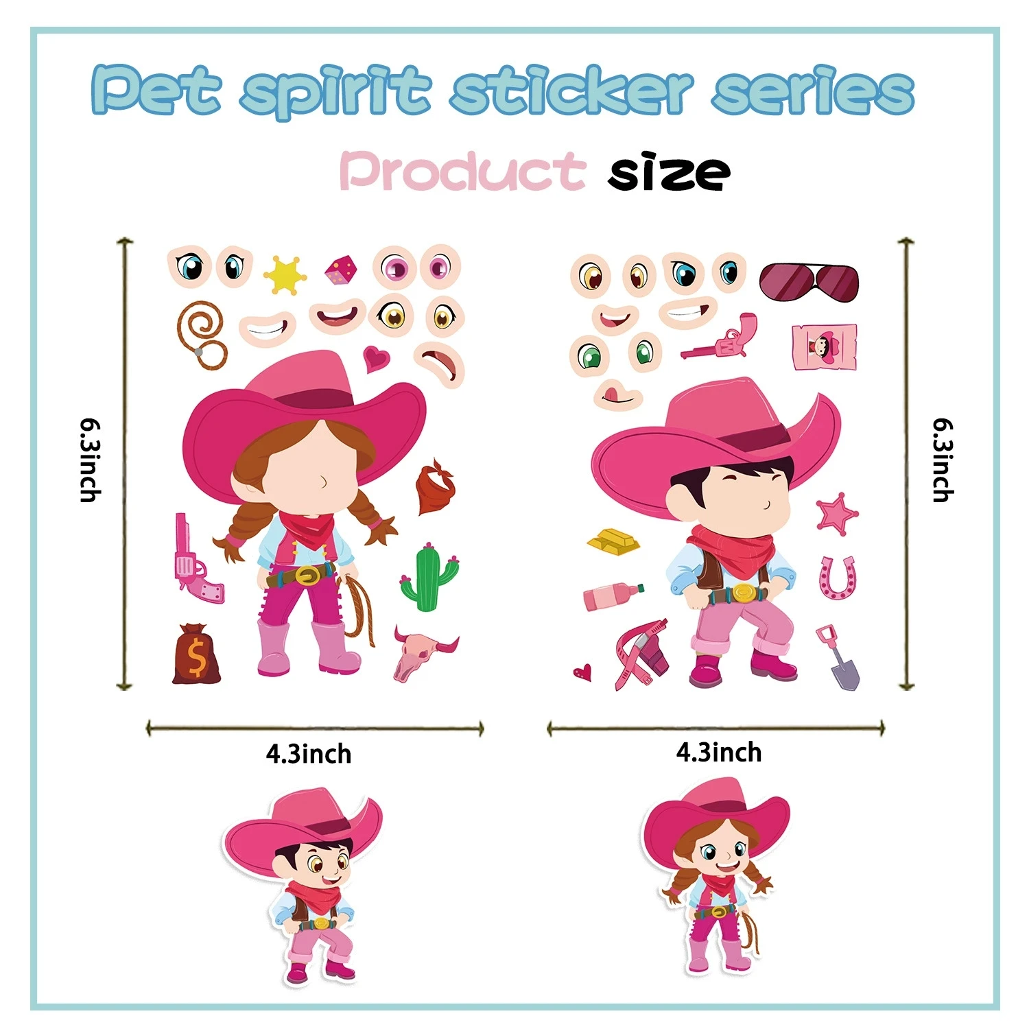 Variety Of 8PCS Cartoon Make a Face Change Sticker DIY Decoration Phone Notebook Pen Stationery Sticker For Children Rewards