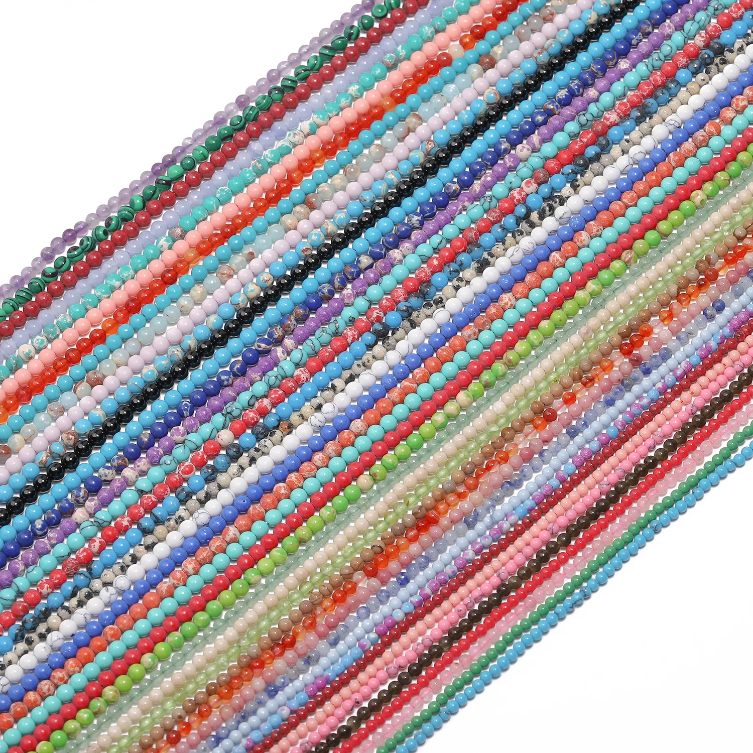 2/3mm Natural Smooth Tiny Stone Beads Apatite Turquoise Amazonite Amethyst Small Waist Beads for Jewelry Making DIY Bracelet