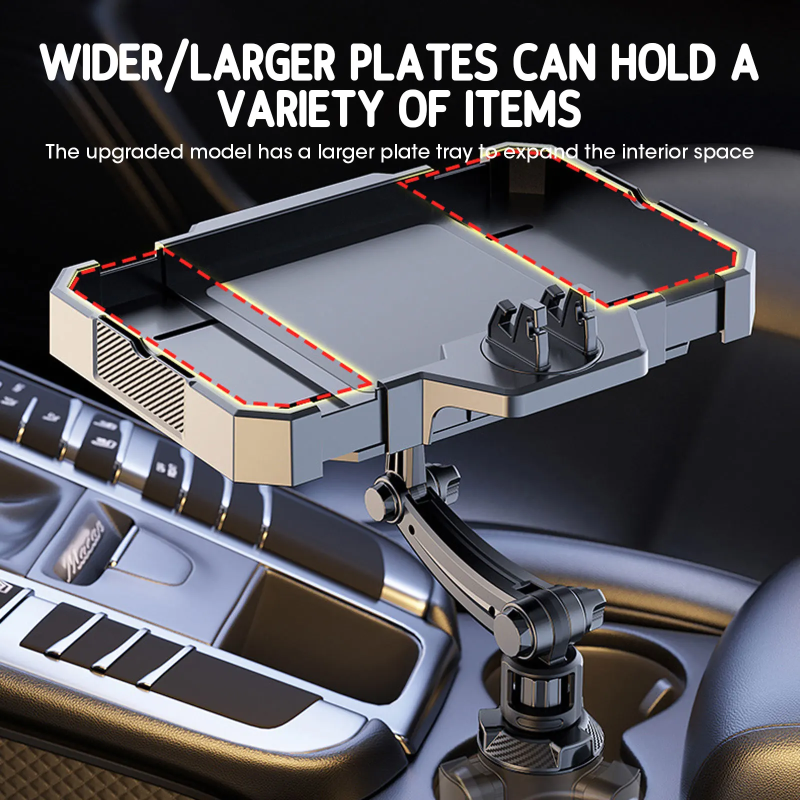 Car Cup Holder Expansion Tray Multi-Functional Auto Snacks Tray Adjustable Extendable Drink Holder Food Table Plate