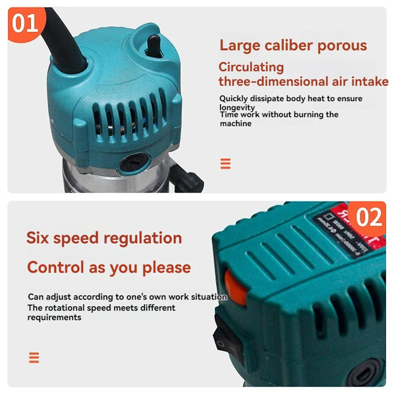 Wood Router Wood Trimmer Machine Electric Hand Trimmer  Power Carpentry Tool Woodworking Trimming Grooving Carving