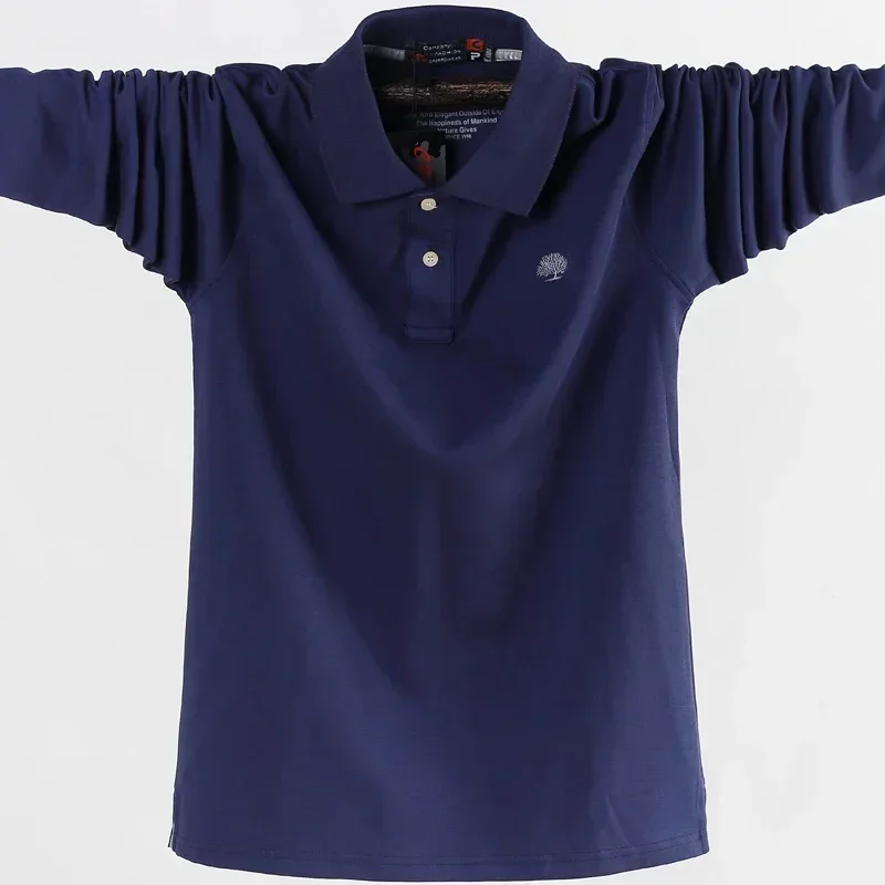 Polo à manches longues pour homme, automne, style business, décontracté, en coton, col rabattu, grandes tailles 6XL 7XL