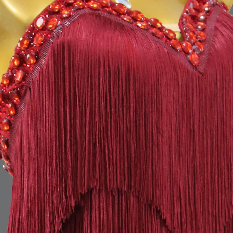 Traje de baile latino para mujer, ropa de competición, vestido de fiesta con borlas, ropa de práctica, traje deportivo de graduación, falda de Samba