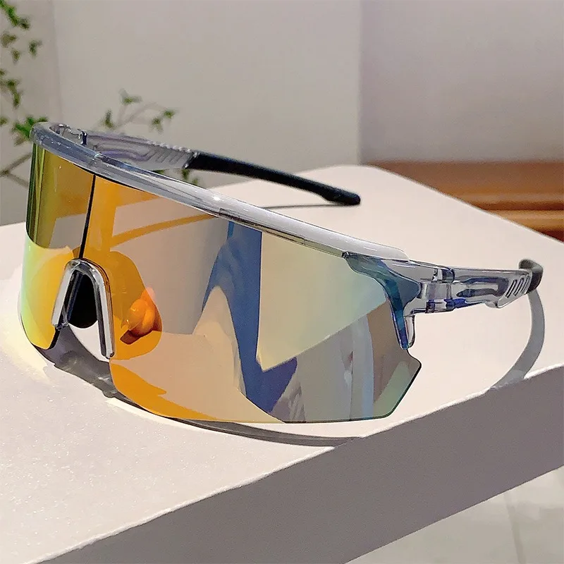 Half-frame Fashionable New Integrated Colorful Coating Cycling Sunglasses Anti Wind Flash Coating Protective Glasses UV400