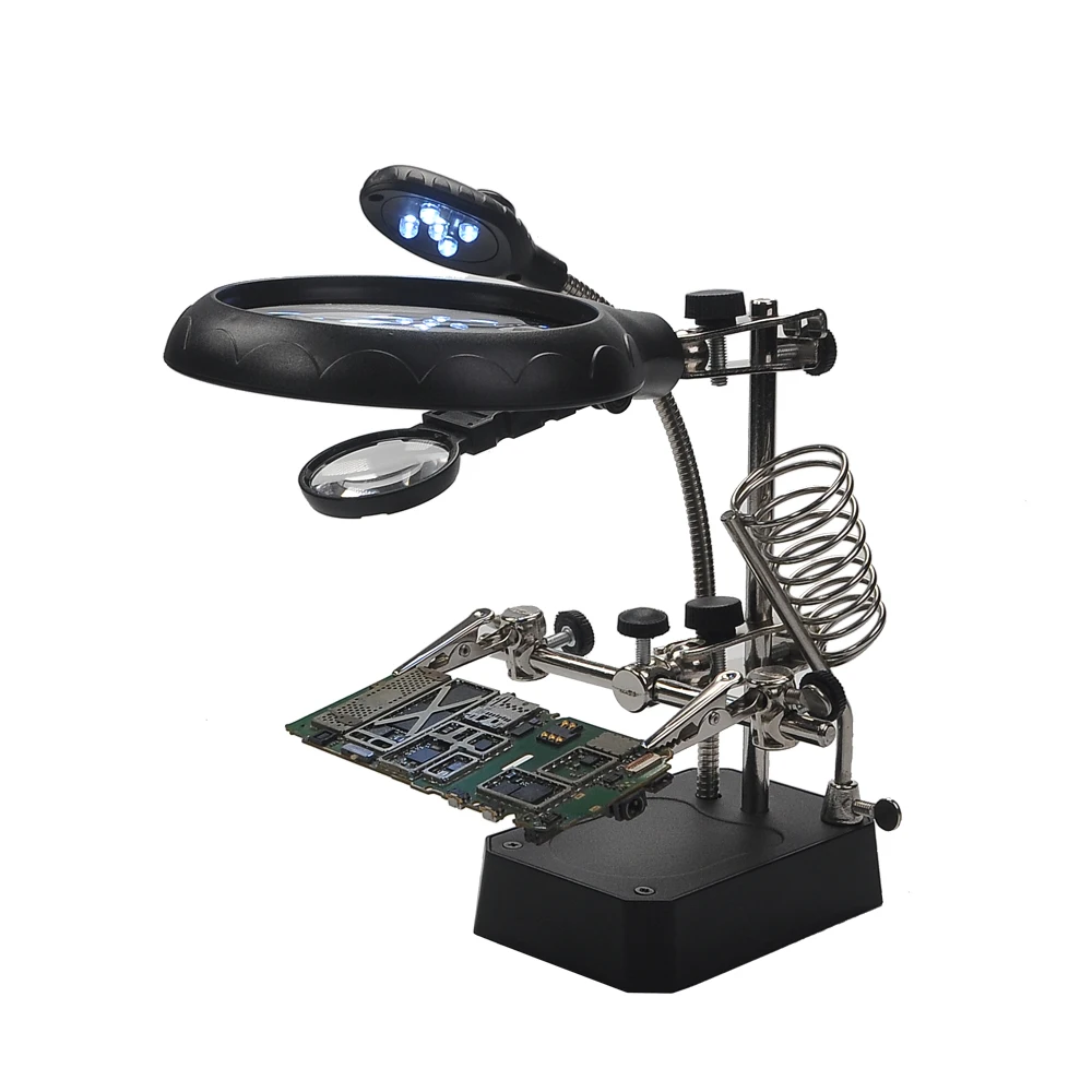 magnifier 2,5 x 5X 3rd piece, aid Clip, LED lighting, hand welding stand, magnifying glass, Lens Repair with bracket clip