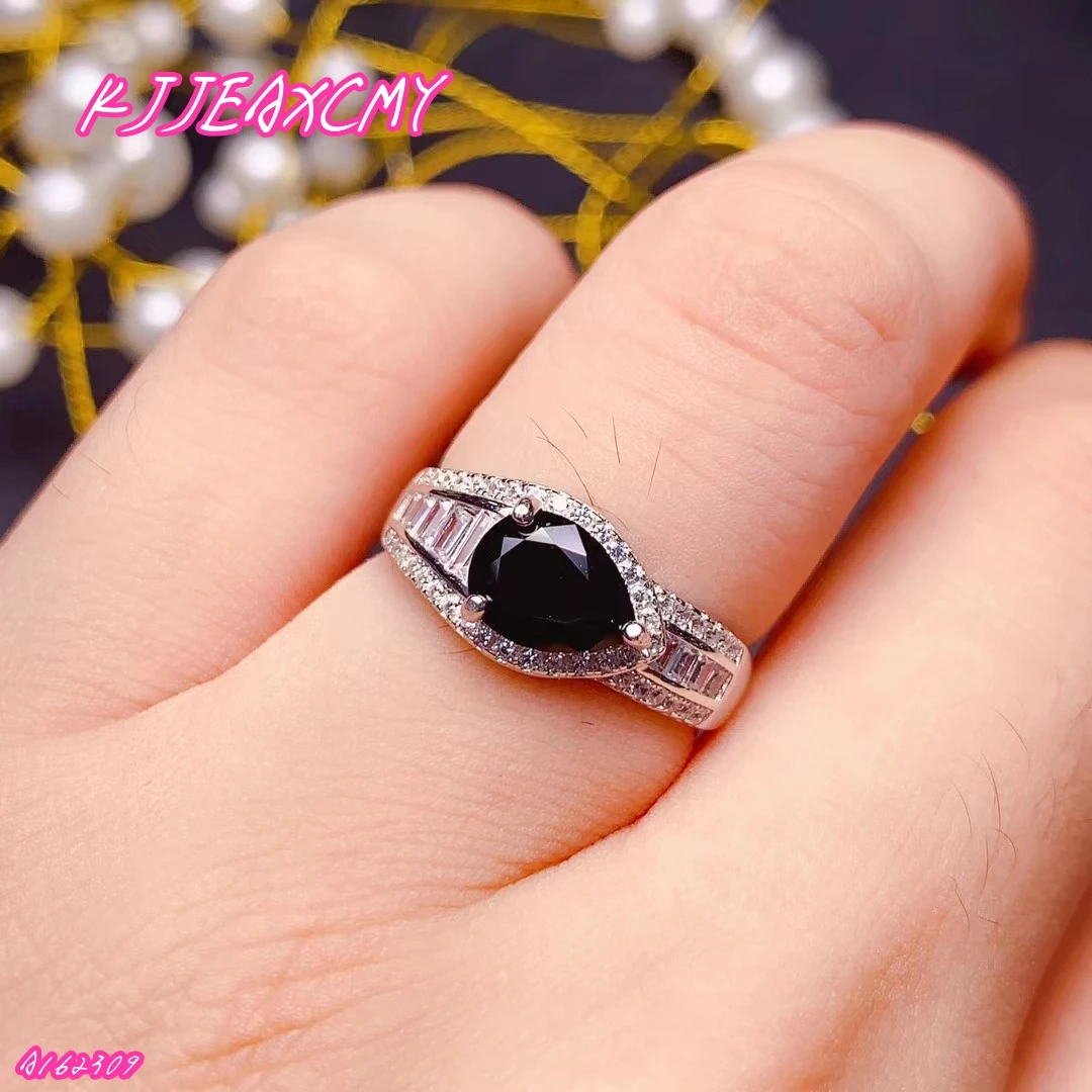 

KJJEAXCMY Brand Boutique Jewelry 925 Sterling Silver Natural Black Spinel Women's Gemstone Cut Ring Handmade for Girls' Birthday