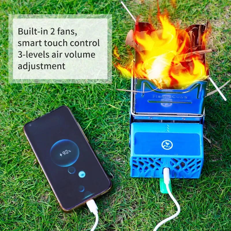 Outdoor Camping Small Size Portable Folding Fire Generated Mobile Phone Charger Function Flame Stove Generator