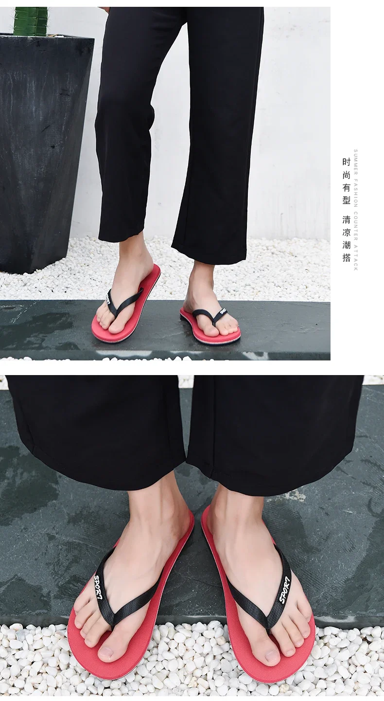 Herren Schwarze Klassische Flip-Flops Rutschfeste Strandsandalen Damen Schnelltrocknende Lässige Flache Bequeme Sommer-Zehenstegsandalen für Drinnen und Draußen – Detail 4