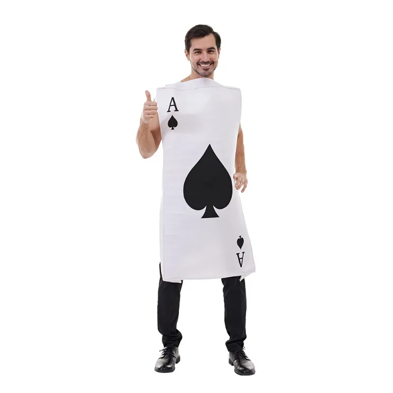 

Playing Cards Full Bodysuit Cosplay Costume Funny Poker Jumpsuit Halloween Carnival Party Performance Group Role Play Outfit