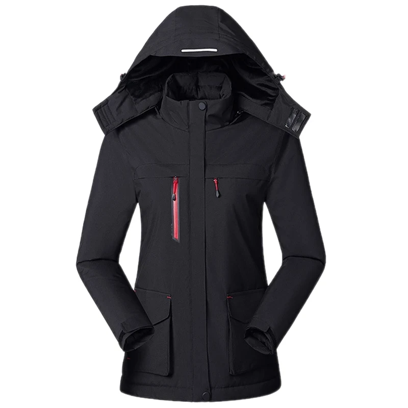 Women Winter Intelligent Heating Jacket USB Charging Women Heated Coat Outdoor Fleece Female Windproof Climbing Clothes