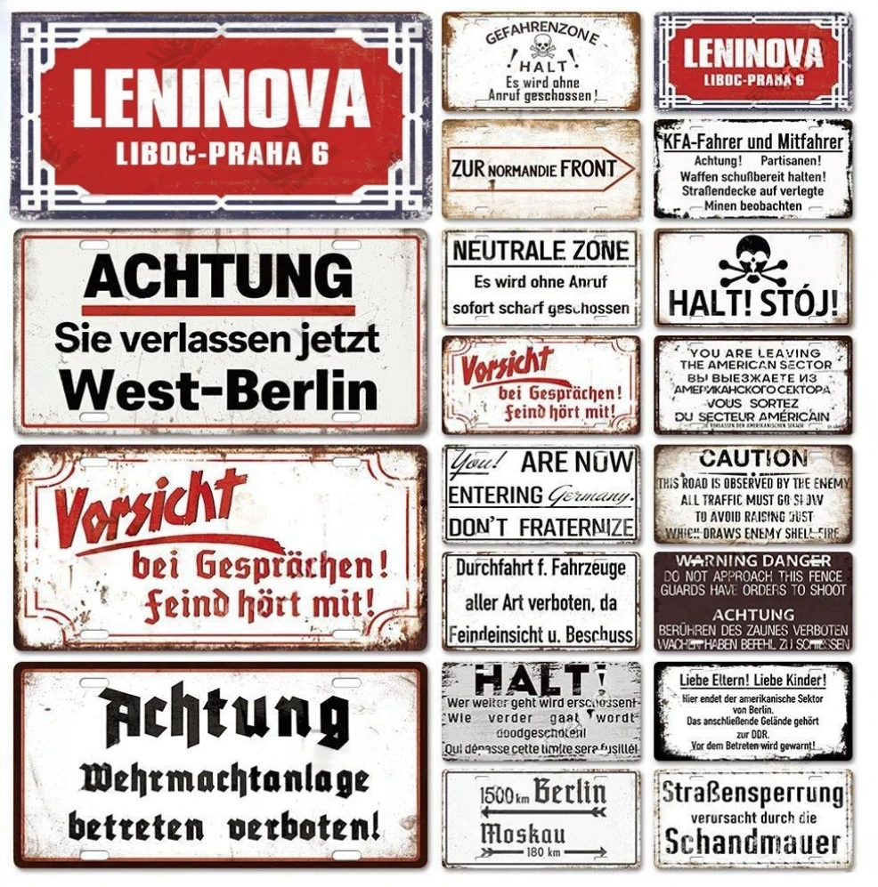 تاريخ الحرب الألمانية علامة معدنية لوحة ترخيص خمر تين تسجيل لوحة الرجعية للرجل الكهف المرآب لوحة على الحائط لتزيين المنزل