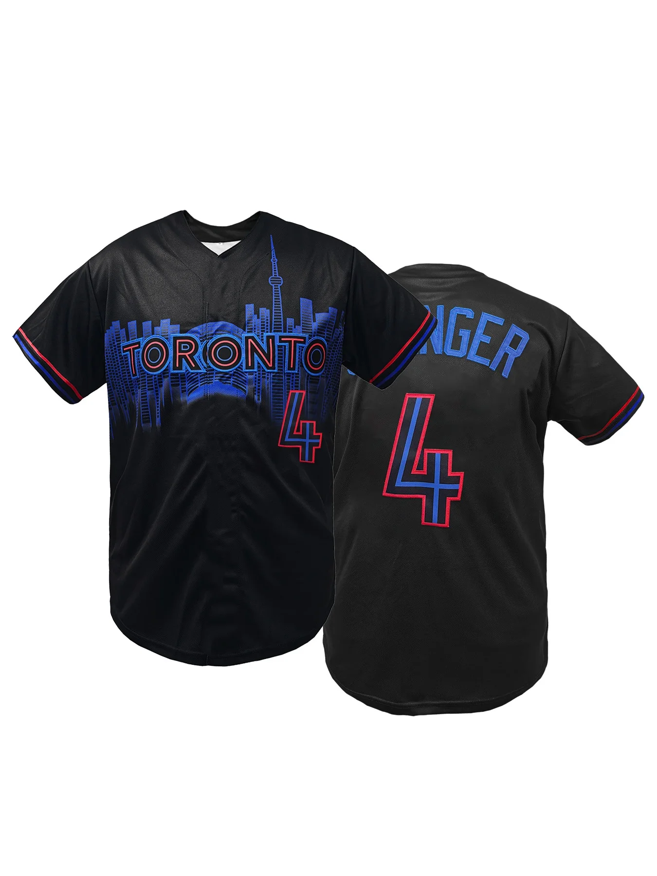 2026 New Family Matching Embroidery Baseball Jersey Toronto Black V-Neck Personalized Short Sleeve Button Down DIY Shirts