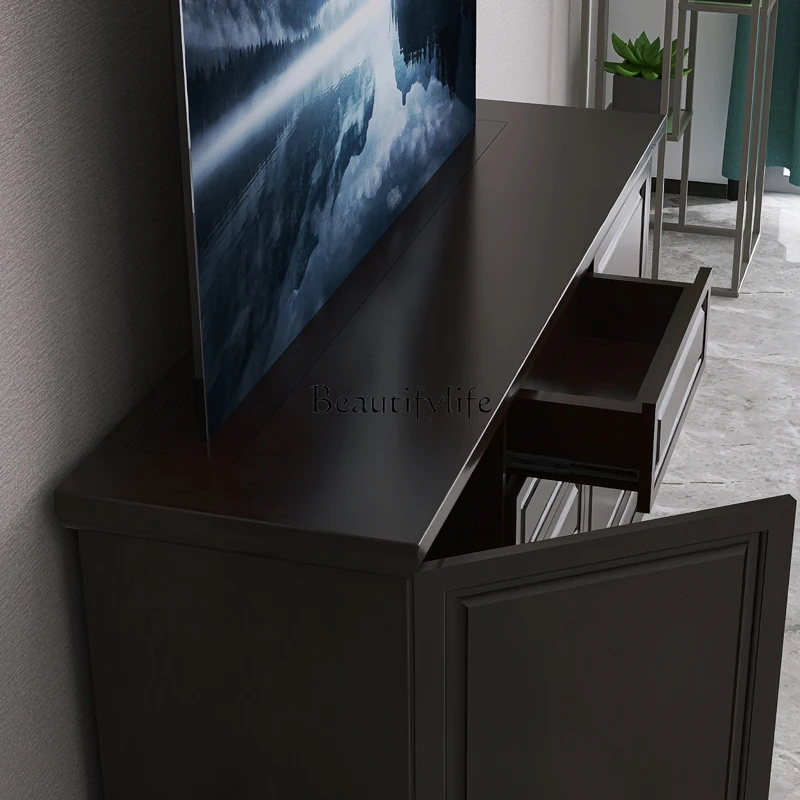 jj *American TV cabinet Chinese partition paint lifting TV hidden electric remote control