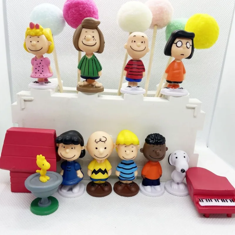 

12PCS Snoopy Birthday Cake Toppers Decoration Doll Cartoon Boy Girl Happy Birthday Cake Baby Shower Theme Party Decor Toys Gifts