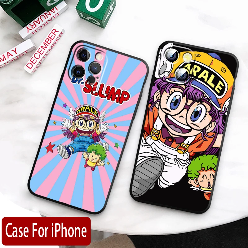 Anime Dr Slump Arale Apple iPhone Case For 15 14 13 12 11 Mini XS XR X 6S 6 Pro Max Plus Black Soft Cover