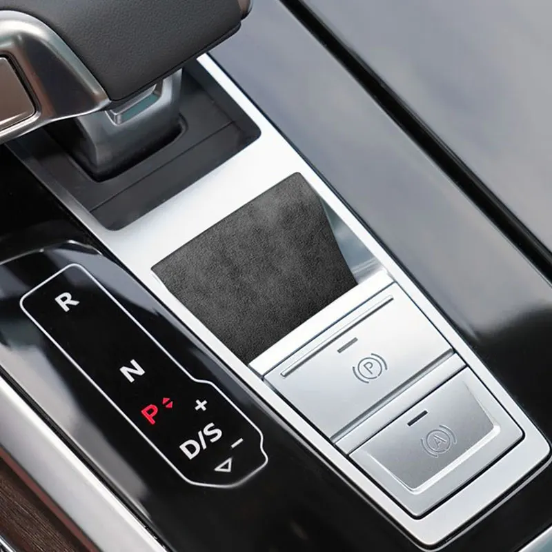 Made of Top Suede For Audi Sport FY Q8 4M Q7 S8 A8 D5 Center Console Handbrake Button Knob Trim Sticker Car Interior Accessories view 5