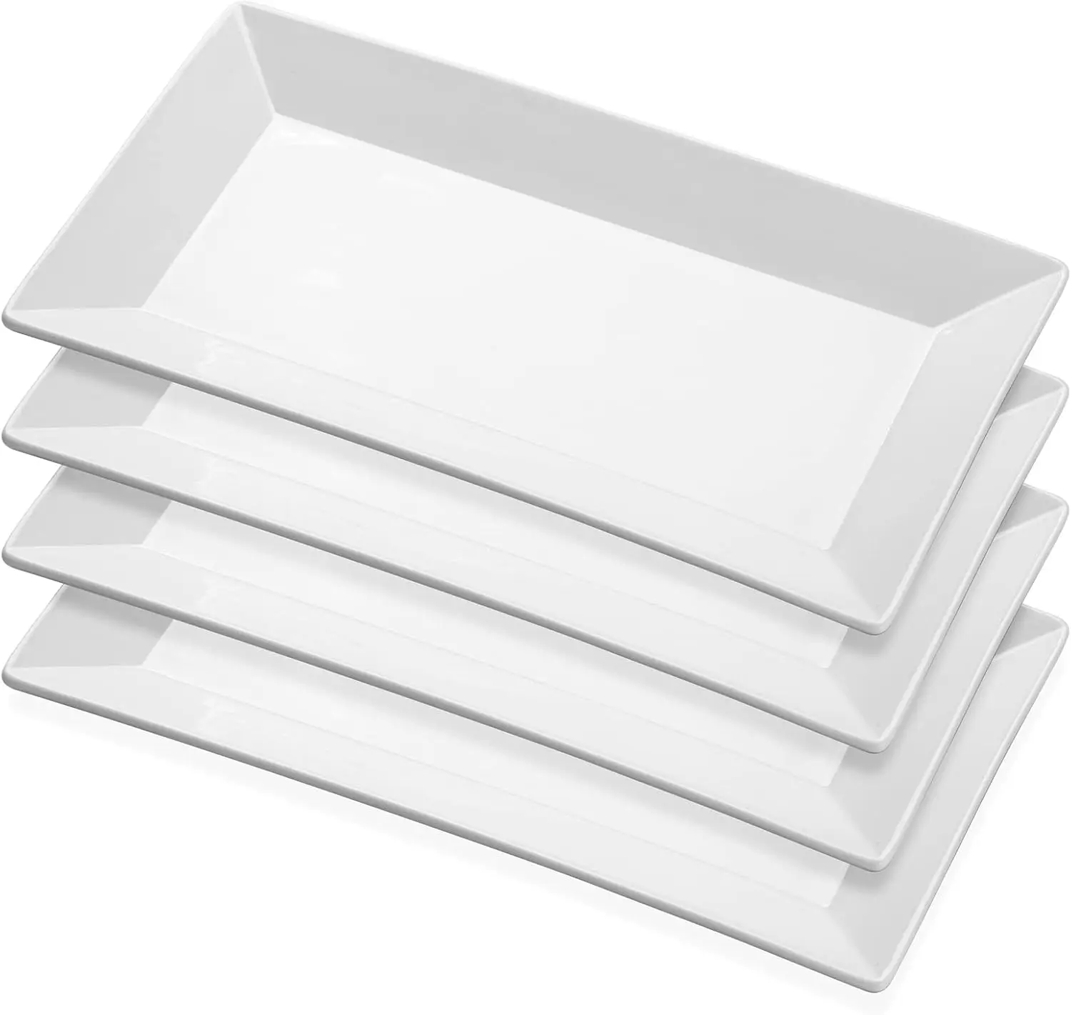 Porcelain Rectangular Dinner Platters, 9.75 Inch Rectangle Serving Plates for Sushi, Snacks, Cake, Meat & Appetizers, Set of 4,