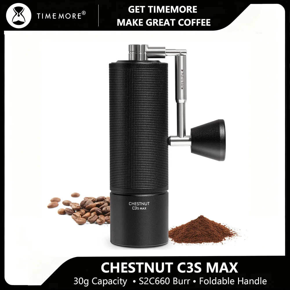 TIMEMORE C3S MAX Manual Coffee Grinder Capacity 30g with Stainless Steel Conical Burr Portable Hand Grinder Adjustable Setting