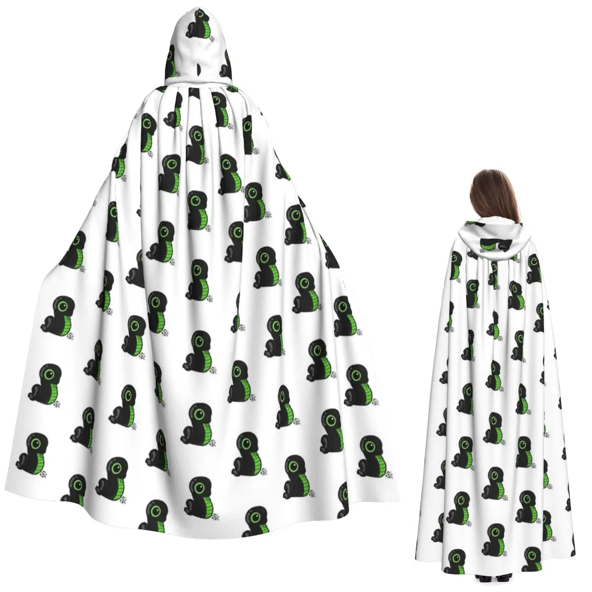 

Sneki Snek Fan Design Razer Sticker Long Hooded Cloak Witch Medieval Costume Cosplay Cape HalloweenCoat Adult Unisex