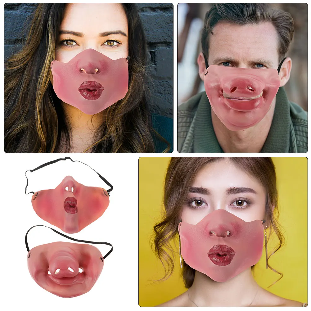 

1 Set Half Face Costume Lightweight Funny Animal Mask With Realistic Pig Nose For Halloween Party Masquerade Adults Kids Funny