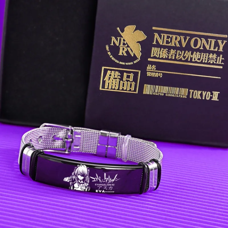 Cartoon Anime Neon Genesis Evangelion EVA Bracelet Ayanami Asuka Stainless Steel Bracelet Accessories Student Birthday Gift