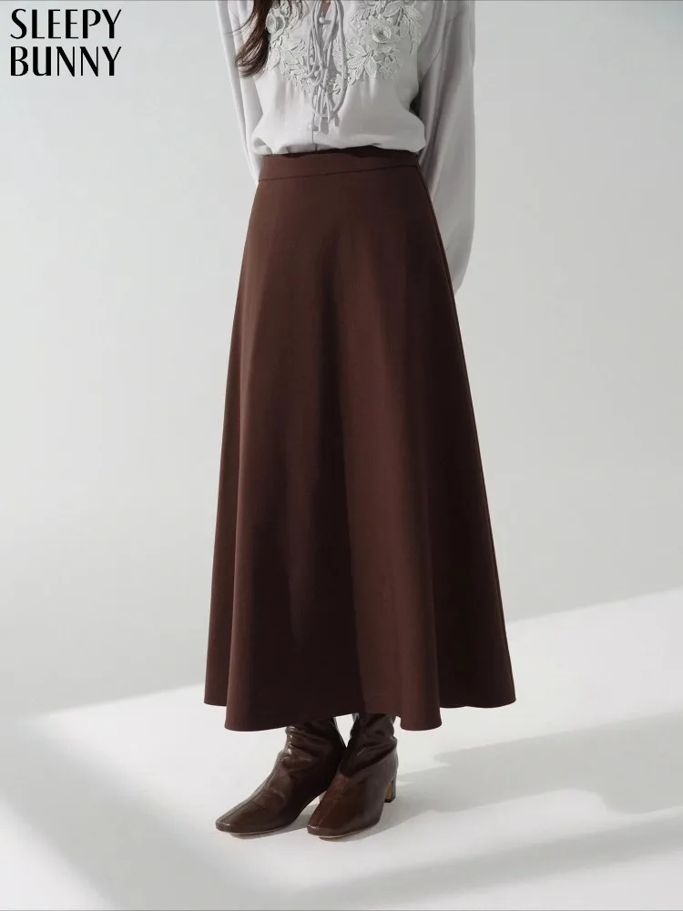 

Elegant High Waist A-Line Skirt Women Autumn Midi Flared Hem Skirt Slimming Draped Swing Skirt Casual Bottoms Versatile Outfit