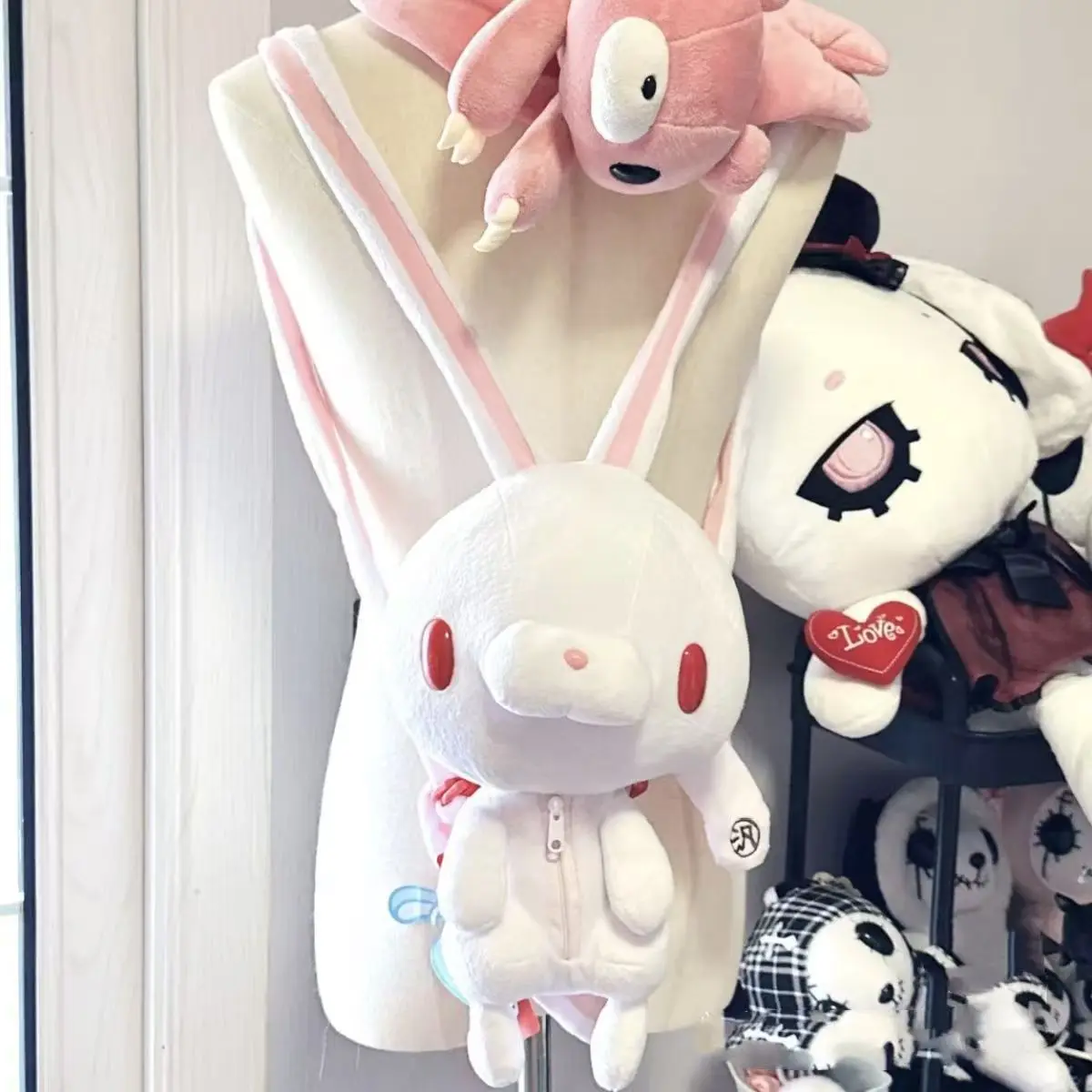 Gloomy Bear With Red Eye Rabbit Plush Backpack Cute And Creepy Kawaii Doll Rucksack Unique Animal Daypack For Women Unusua - view 5