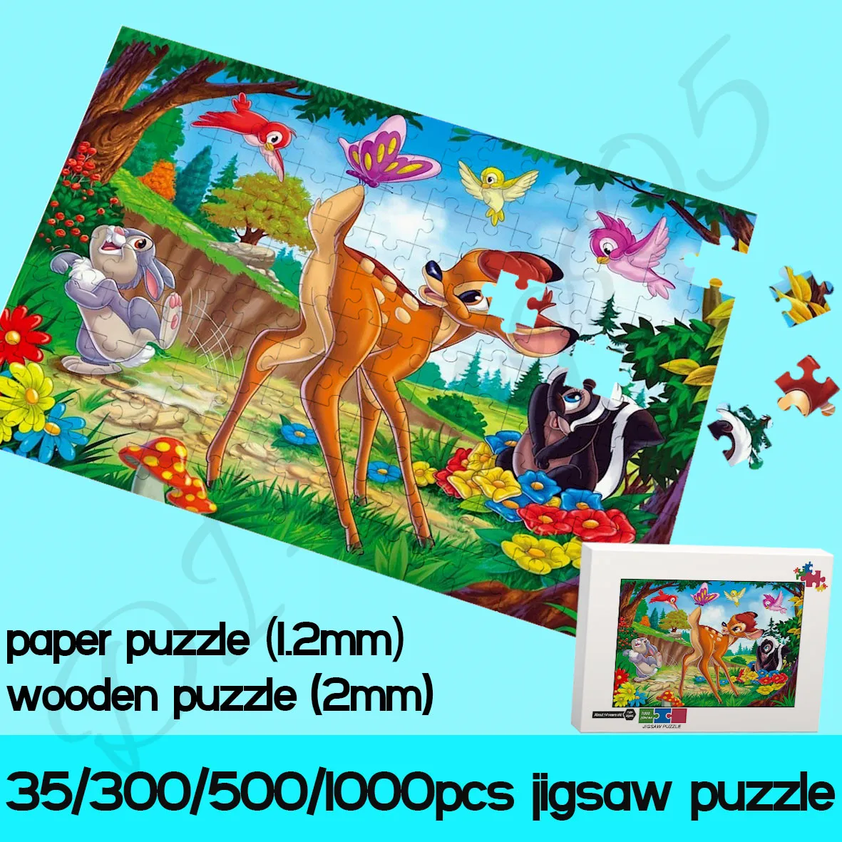 

Disney Puzzles for Adults Long Animation Bambi 35/300/500/1000 Piece Wooden Puzzles Decompress Handmade Art Toys and Hobbies