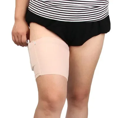 1PC Women Thigh BandsThigh Band Black High Stretch Leg Warmth Invisible Phone Pocket Battery Non-Slip Anti-Friction Thigh Strap