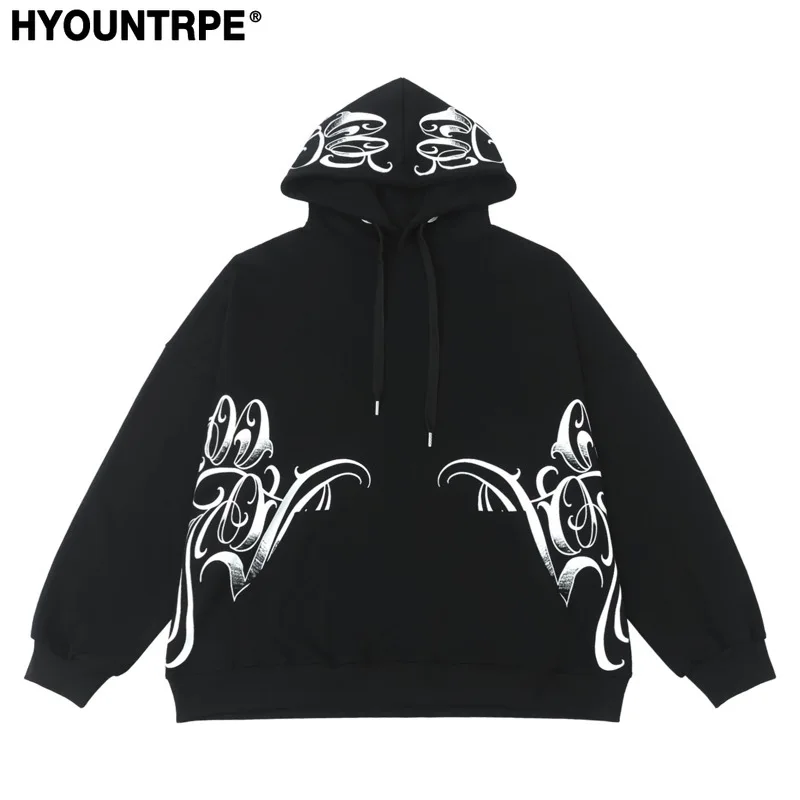 Mens Harajuku Printed Hoodie Sweatshirt Unisex Casual Streetwear Long Sleeve Hooded Tops Pullovers Loose Hip Hop Hipster Hoodies