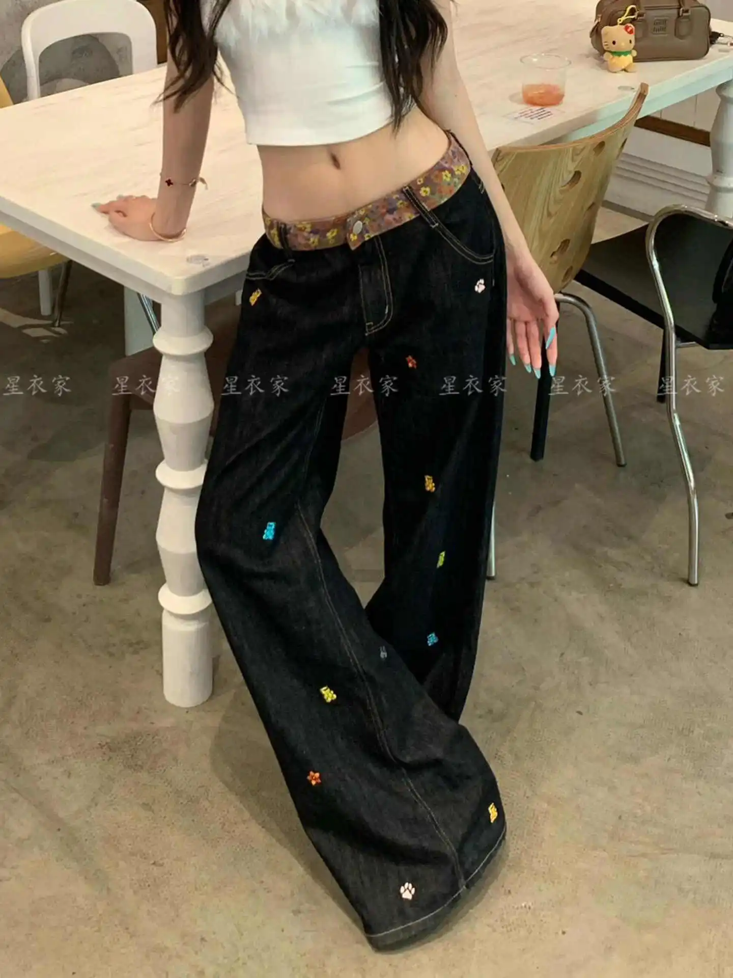 

Женские черные готические мешковатые джинсы Y2k Harajuku, винтажные джинсовые брюки большого размера в стиле эмо, джинсы-бойфренды в японском стиле 2000-х годов, брюки 2025