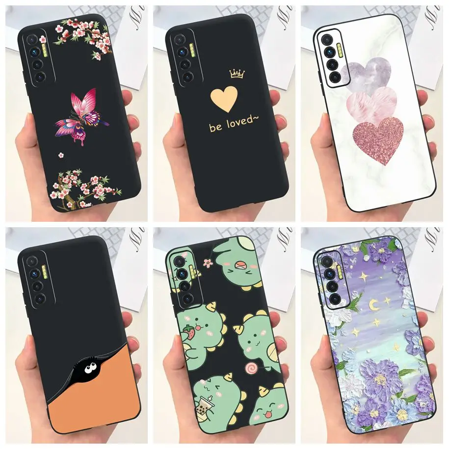 For Tecno Camon 17P Case Popular Flower Butterfly Bumper Soft Silicone Matte Cover For Tecno Camon17P 2021 CG7 CG7n Phone Fundas