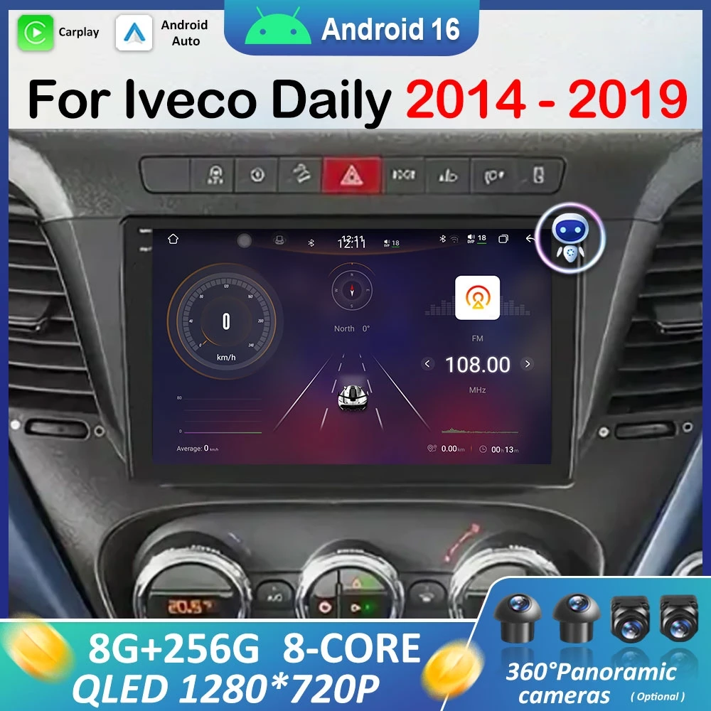

for Iveco Daily 2014 2015 2016 - 2019 Car Multimedia Radio Player GPS Android 16 Audio DSP Stereo Bluetooth Wireless Carplay 4G