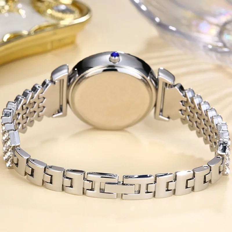 Полностью алмазные водонепроницаемые женские часы, серебристые Роскошные Кварцевые часы с цветным кристаллическим циферблатом, женские наручные часы, женские часы