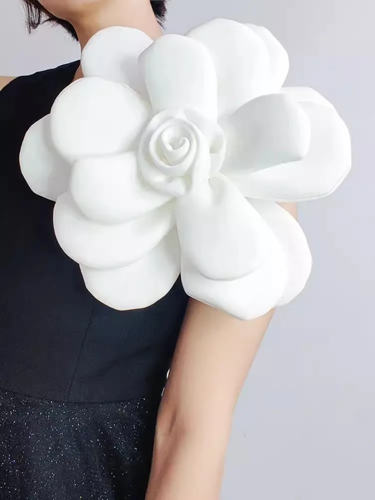 

3D большие цветы, аксессуары для преувеличенного дизайна, камелия, лепесток ручной работы, корсаж груди, сшитая железная нашивка