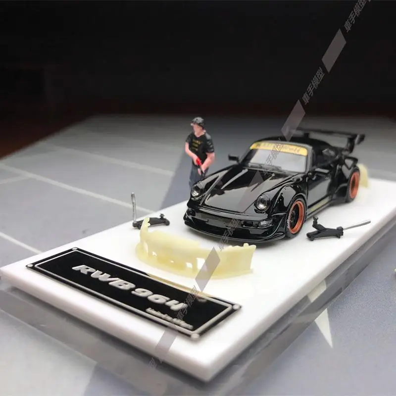 Star Model 1:64 RWB 964 GT Bright black wide-body Collection die cast alloy car model decoration gift