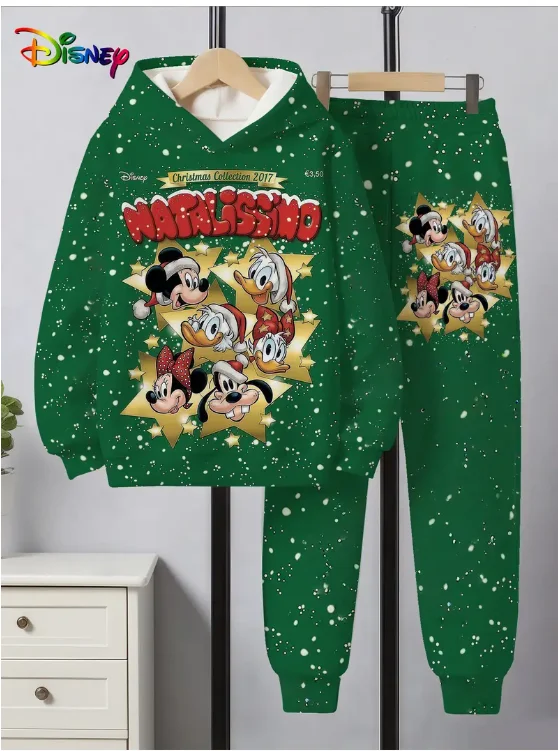 

Autumn and Winter Casual Hoodie Set Harajuku Y2k Disney Mickey Mouse Christmas Series Hooded Sweater Women's Retro Fashion Set