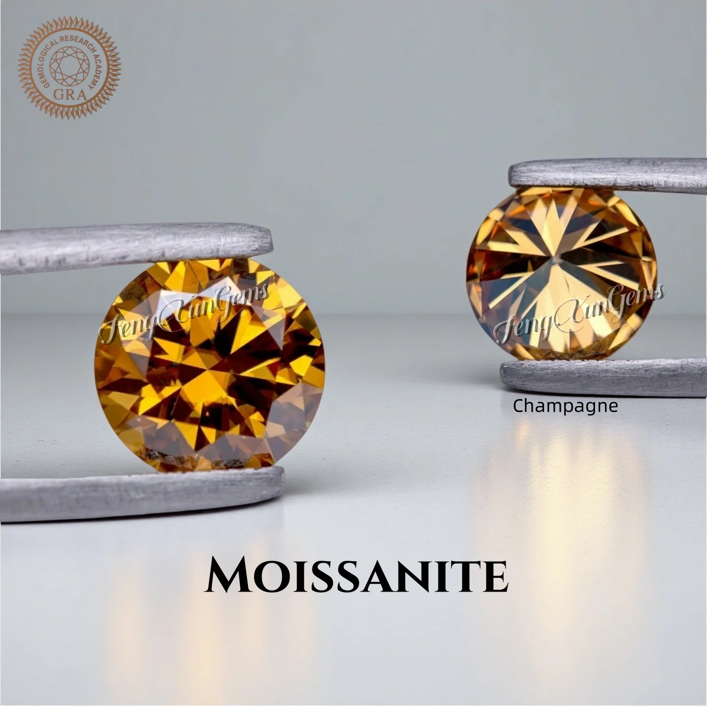 

[Wholesale Price] Charm Loose Moissanite Stones Champagne Round 0.1~6ct Excellent Cut VVS1 Clarity Lab Grown Diamonds for Inlay