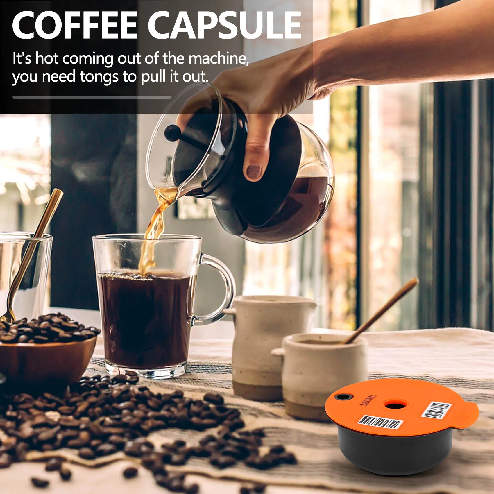 Reusable Coffee Capsules, Compatible with for Bosch-S Tassimo Machines, Coffee Filter Refillable Coffee Pods 180Ml